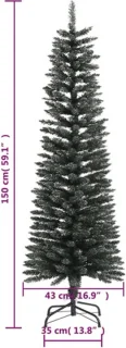 vidaXL Kunstkerstboom Smal 150 cm PVC Groen