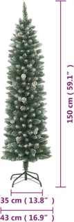 vidaXL Kunstkerstboom Smal 150 cm PVC met standaard