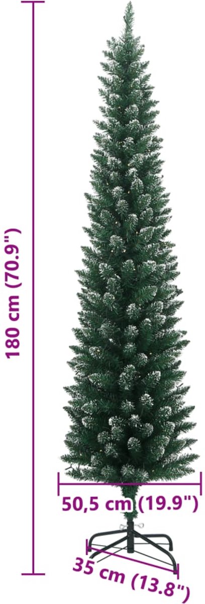 vidaXL Kunstkerstboom Smal 180 cm met 300 LED's