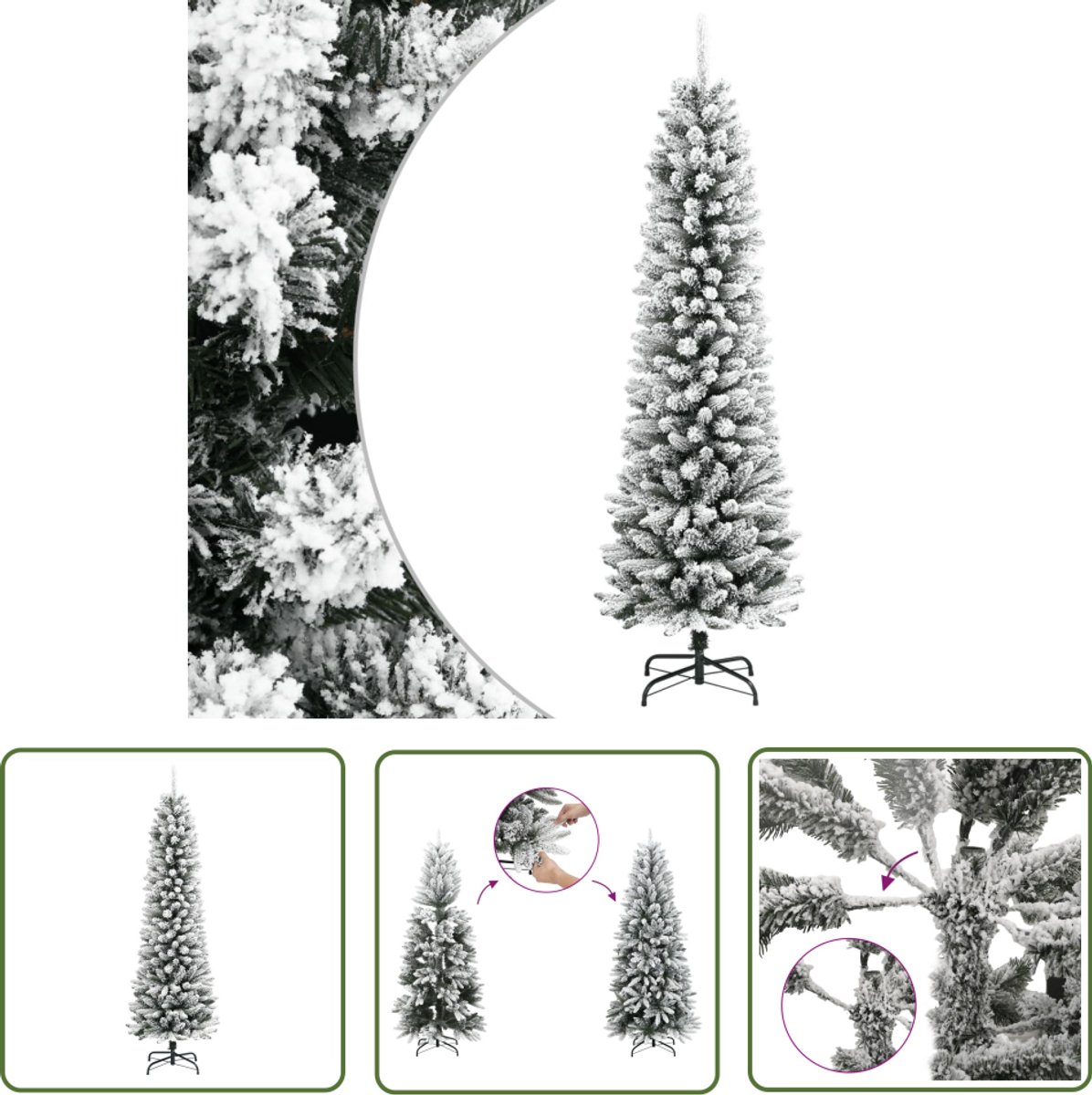 vidaXL Kunstkerstboom smal 180 cm PVC en PE