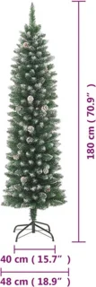 vidaXL Kunstkerstboom Smal 180 cm PVC met Standaard