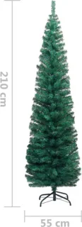 vidaXL Kunstkerstboom Smal 210 cm Groen