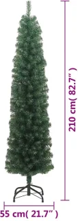 vidaXL Kunstkerstboom Smal 210 cm Groen