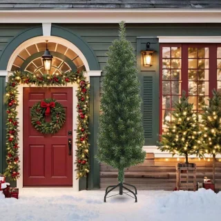 vidaXL Kunstkerstboom Smal 210 cm Groen