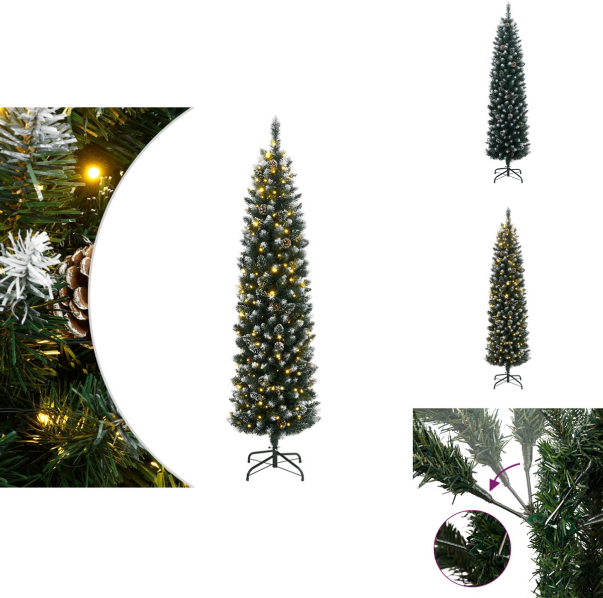vidaXL Kunstkerstboom smal 240 cm LED