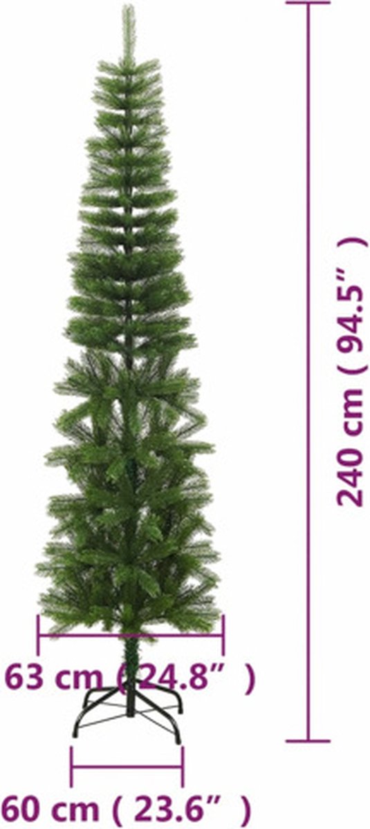 vidaXL Kunstkerstboom smal 240 cm PE met standaard