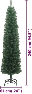 vidaXL Kunstkerstboom smal 240 cm PVC groen