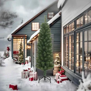 vidaXL Kunstkerstboom smal 240 cm PVC groen