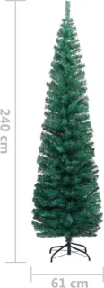 vidaXL Kunstkerstboom smal 240 cm PVC groen