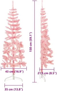 vidaXL Kunstkerstboom Smal Half 150 cm Roze