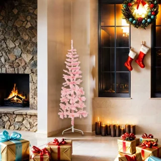 vidaXL Kunstkerstboom Smal Half 150 cm Roze