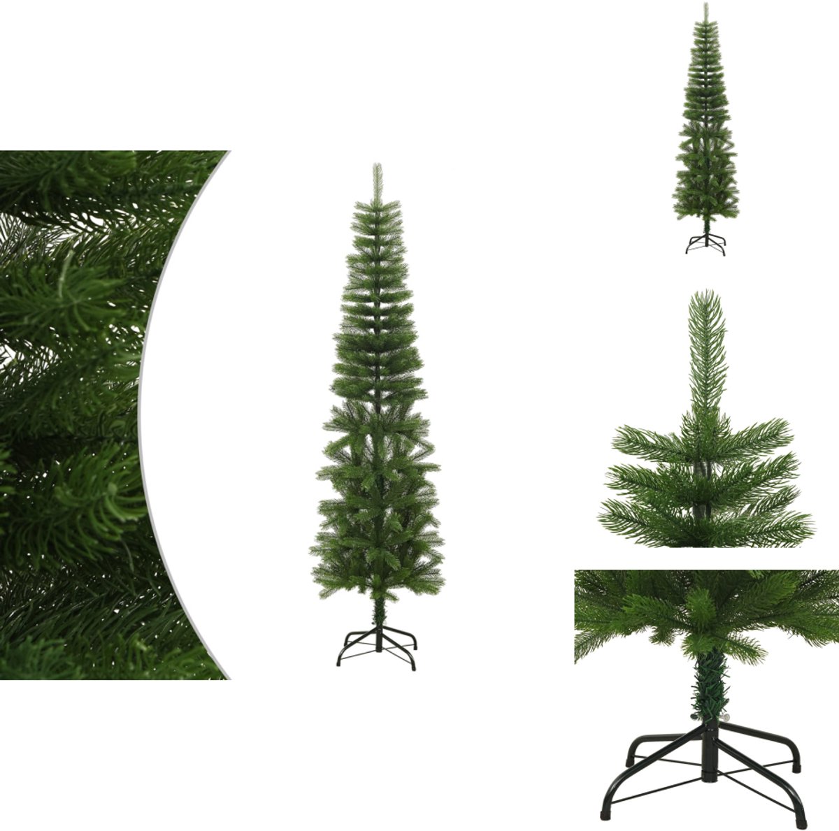 vidaXL Kunstkerstboom smal met standaard 210 cm PE