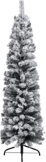 vidaXL Kunstkerstboom Sneeuw Smal 150 cm PVC Groen