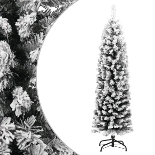 vidaXL Kunstkerstboom Sneeuw Smal 150 cm PVC Groen