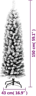 vidaXL Kunstkerstboom Sneeuw Smal 150 cm PVC Groen