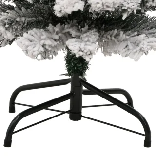 vidaXL Kunstkerstboom Sneeuw Smal 150 cm PVC Groen