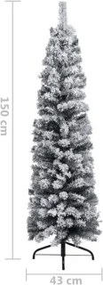 vidaXL Kunstkerstboom Sneeuw Smal 150 cm PVC Groen