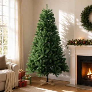 vidaXL kunstkerstboom van pvc en massief grenenhout, 180 cm, groen