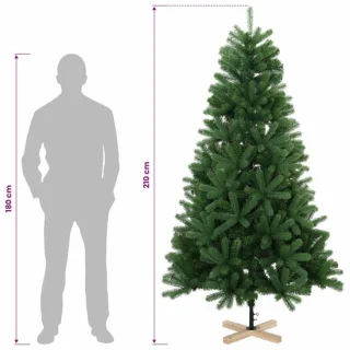 vidaXL kunstkerstboom van pvc en massief grenenhout, 210 cm, groen