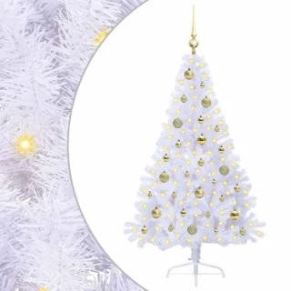 vidaXL kunstkerstboom wit 150 cm met ledverlichting
