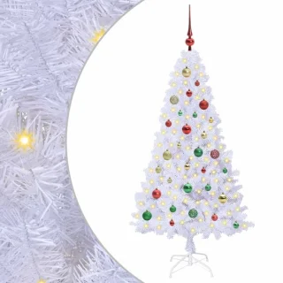 vidaXL Kunstkerstboom wit 150 cm pvc en staal