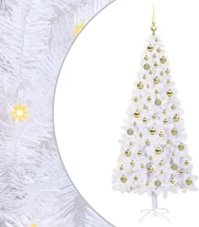 vidaXL kunstkerstboom wit 180 cm met ledverlichting