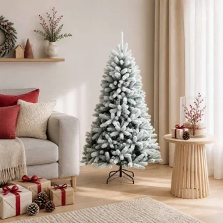 vidaXL Kunstmatige hinged kerstboom 120 cm groen-wit