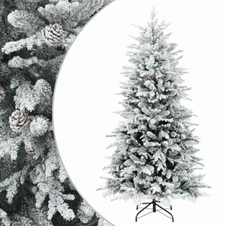 vidaXL kunstmatige hinged kerstboom 150 cm in groen en wit