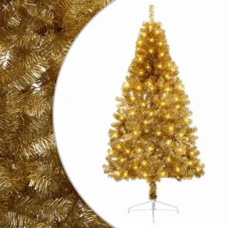 vidaXL Kunstmatige hinged kerstboom 210 cm 300 LED’s warmwit