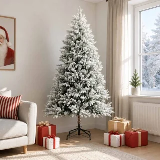 vidaXL kunstmatige hinged kerstboom 240 cm groen en wit