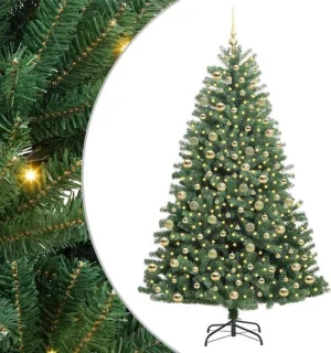 vidaXL kunstmatige hinged kerstboom, groen, 210 cm