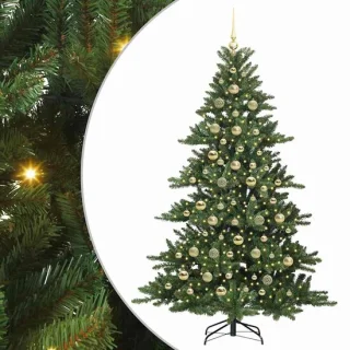 vidaXL kunstmatige hinged kerstboom groen 210 cm PVC en staal