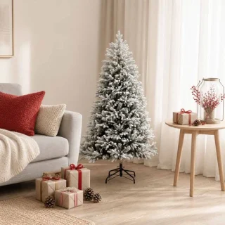vidaXL kunstmatige hinged kerstboom groen en wit