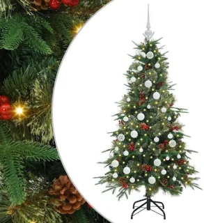 vidaXL kunstmatige hinged kerstboom met 150 LED groen 150 cm PE en PVC
