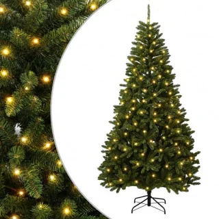 vidaXL kunstmatige hinged kerstboom met ledverlichting