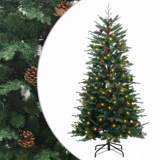 vidaXL kunstmatige hinged kerstboom van 150 cm met 150 ledlampjes