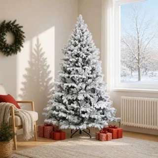 vidaXL kunstmatige hinged kerstboom van PVC en metaal, groen en wit, 180 cm