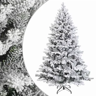 vidaXL kunstmatige hinged kerstboom van pvc en metaal in groen en wit, 240 cm