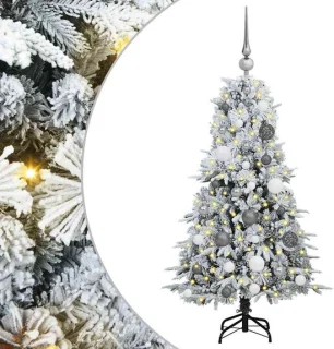 vidaXL kunstmatige hinged kerstboom wit 120 cm PE en PVC