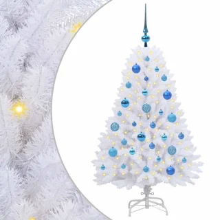 vidaXL Kunstmatige hinged kerstboom wit 120 cm van pvc en staal