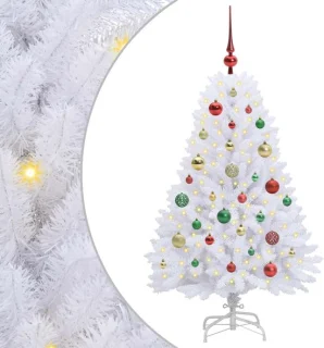 vidaXL Kunstmatige hinged kerstboom, wit, 120 cm