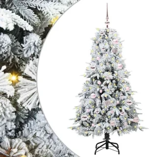 vidaXL Kunstmatige hinged kerstboom wit 150 cm PE en PVC