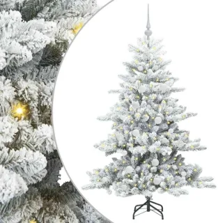 vidaXL kunstmatige hinged kerstboom wit 150 cm PVC en staal
