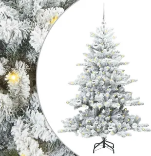 vidaXL kunstmatige hinged kerstboom wit 150 cm pvc en staal