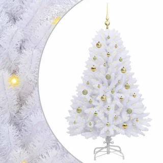 vidaXL kunstmatige hinged kerstboom wit 150 cm PVC en staal