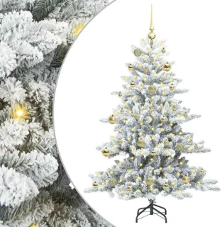 vidaXL kunstmatige hinged kerstboom wit 150 cm van pvc en staal
