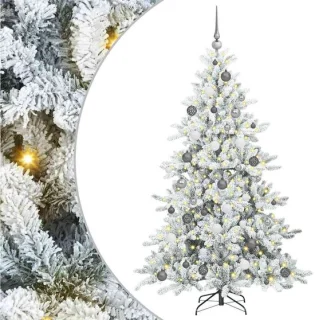 vidaXL kunstmatige hinged kerstboom wit 180 cm van PVC en staal