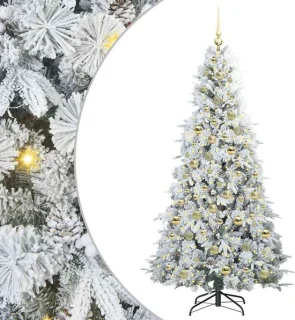 vidaXL Kunstmatige hinged kerstboom wit 210 cm PE en PVC