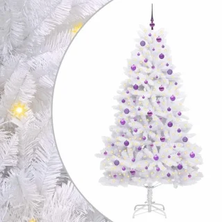 vidaXL kunstmatige hinged kerstboom wit 210 cm PVC en staal