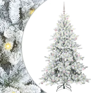 vidaXL Kunstmatige hinged kerstboom wit 210 cm PVC en staal